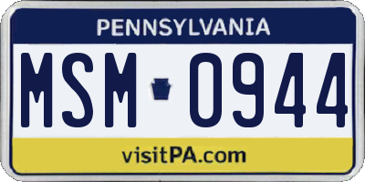 PA license plate MSM0944