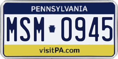PA license plate MSM0945