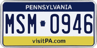 PA license plate MSM0946