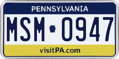 PA license plate MSM0947