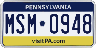 PA license plate MSM0948