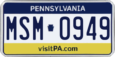 PA license plate MSM0949