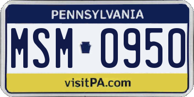 PA license plate MSM0950