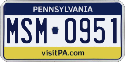 PA license plate MSM0951