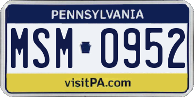 PA license plate MSM0952