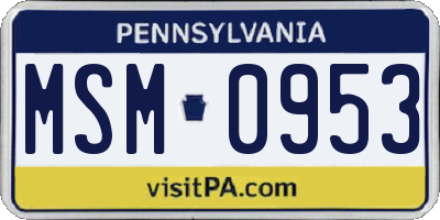 PA license plate MSM0953