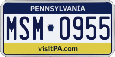 PA license plate MSM0955