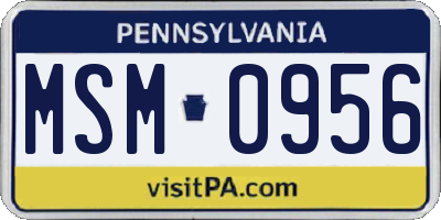 PA license plate MSM0956