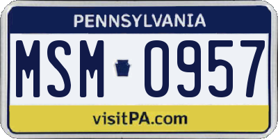 PA license plate MSM0957