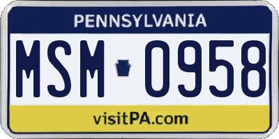 PA license plate MSM0958