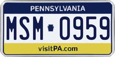 PA license plate MSM0959