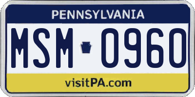 PA license plate MSM0960