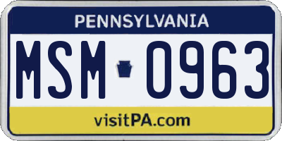PA license plate MSM0963
