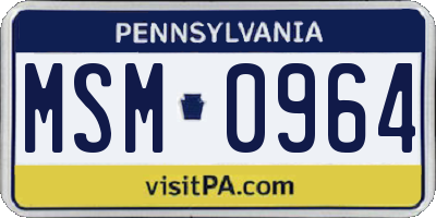 PA license plate MSM0964