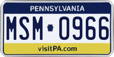PA license plate MSM0966