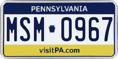 PA license plate MSM0967