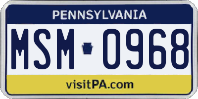 PA license plate MSM0968