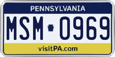 PA license plate MSM0969