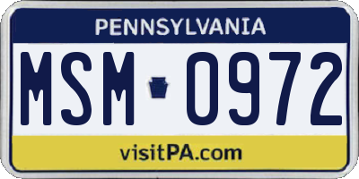 PA license plate MSM0972