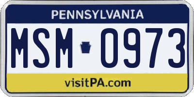 PA license plate MSM0973
