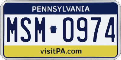PA license plate MSM0974