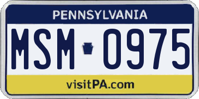 PA license plate MSM0975