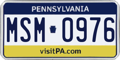 PA license plate MSM0976