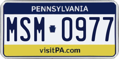 PA license plate MSM0977