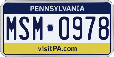 PA license plate MSM0978