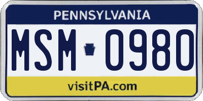 PA license plate MSM0980