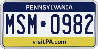 PA license plate MSM0982