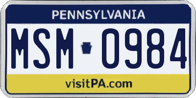 PA license plate MSM0984