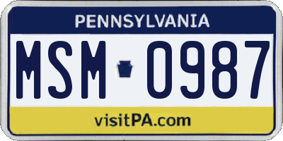 PA license plate MSM0987