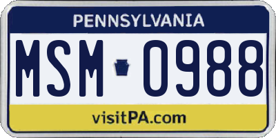 PA license plate MSM0988
