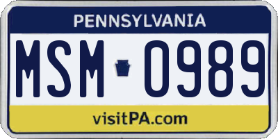PA license plate MSM0989