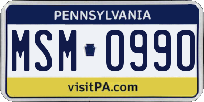 PA license plate MSM0990