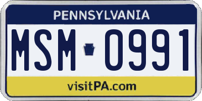 PA license plate MSM0991