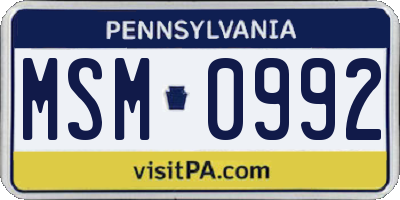 PA license plate MSM0992