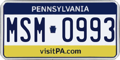 PA license plate MSM0993