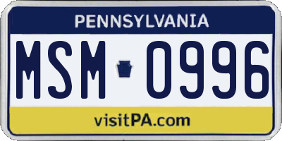PA license plate MSM0996