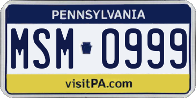 PA license plate MSM0999