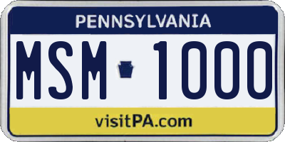 PA license plate MSM1000
