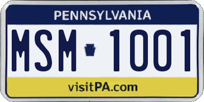 PA license plate MSM1001