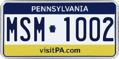 PA license plate MSM1002