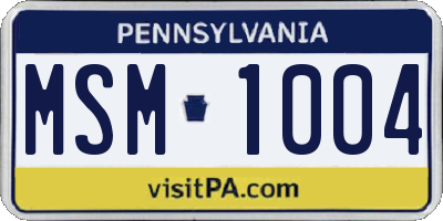 PA license plate MSM1004