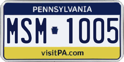 PA license plate MSM1005