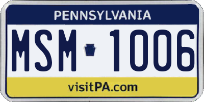PA license plate MSM1006