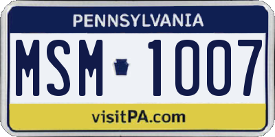 PA license plate MSM1007
