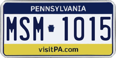 PA license plate MSM1015