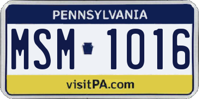 PA license plate MSM1016